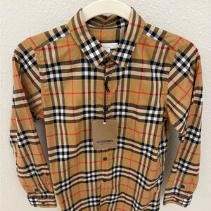 Burberry Kids Beige and Red Plaid Shirt